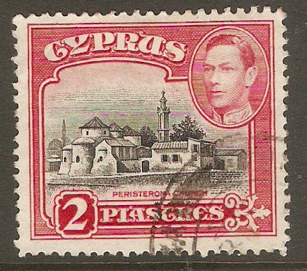 Cyprus 1938 2pi Black and carmine. SG155b.